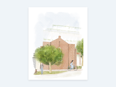 Lyons Place - Building architecture building illustration watercolour