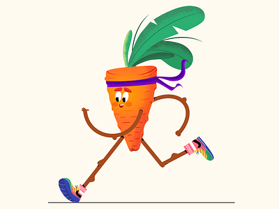 Sports Carrot 2d character 2d design 2d illustration carrot carrots character character design design health healthcare healthy illustration run running sports vector vegetables