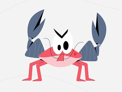 Crab 2d character animal character character design crab design evil evil character illustration vector