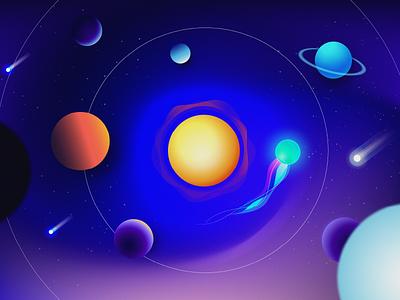 Galaxy Space 2d 2d character character design galaxy illustration illustrator planet solar system space star texture vector
