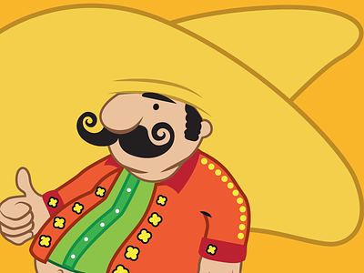 Lupito cartoon character charro illustration love tacos mariachi mexico mustache thumbs up toon