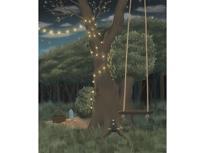 Quiet place bookillustration cozy forest forestwalk forkids illustration magic nature quietrest witch