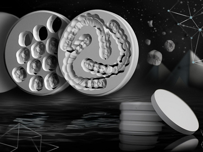 Zirconia Dental Discs abstract art direction dental design geometric high tech laboratory monochrome moon slide surreal web