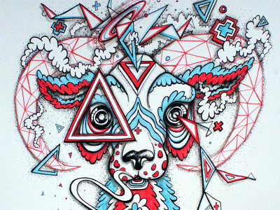Clear abstract cartoon cat character geometric illustration inktober ram surreal triangle