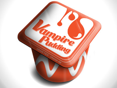 Vampire Pudding Cup halloween logo package design pudding vampire vector