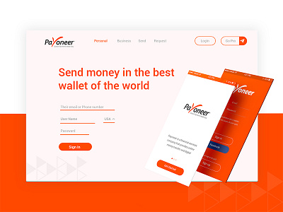 payoneer wallet sign in page redesign landing page payoneer preview professionals psd template wallet