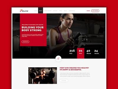 Fitness landing page redesign fitness homepage how it psd red search social ui ux wireframes works