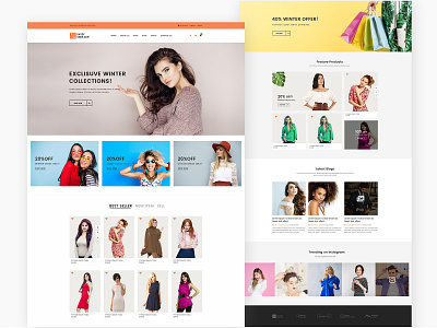 Fashion eCommerce Template color design fashion homepage psd template ui ux web wireframes