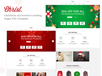 Christmas eCommerce Landing Pages PSD Template christmas ecommerce fashion gift landing page macbook psd retail xd