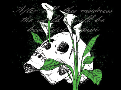 Memento Mori flowers grunge illustration sketch skull vintage