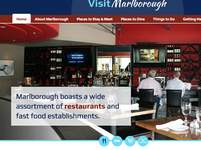 Visit Marlborough homepage icons slideshow texture tourism ui web