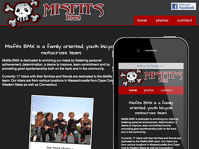 Misfits BMX Responsive Site mobile responsive ui web