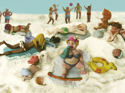 R Sea People3 beach illustration people postcard poster recreation sea summer