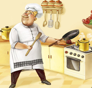 chef chef cooking food illustration kitchen pasta restaurant soup website