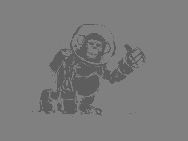 READY TO TAKE OFF astronaut character characterdesign chimpanzee illustration monkey painting process space wip