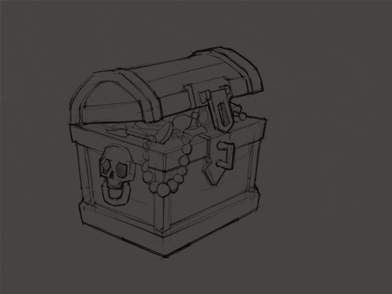 Treasure Chest Process blizzard chest conceptart digitalart digitalpainting fantasy gamedev illustration photoshop sketch treasure tutorial