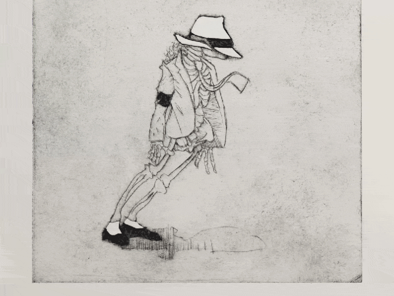 Animated Michael Jackson Print animation dance dancing gif illustration intaglio michael jackson printmaking