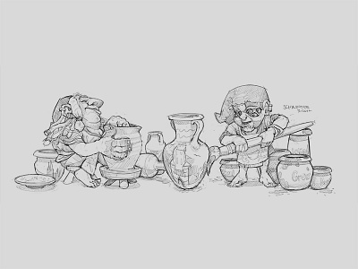 Pottery Gnome 2 character characterdesign conceptart creature drawing dwarf fantasy gnome illustration portrait sketch sketchbook