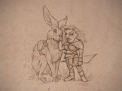 Hunter Gnome character characterdesign conceptart drawing dwarf fantasy gnome hare hunter illustration sketch sketchbook