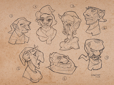 Gnome Sketches character characterdesign conceptart creature drawing dwarf fantasy gnome illustration portrait sketch sketchbook