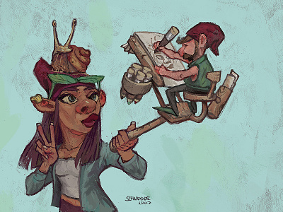 Selfie Stick character characterdesign dwarf gnome illustration painting photoshop portfolio selfie stick