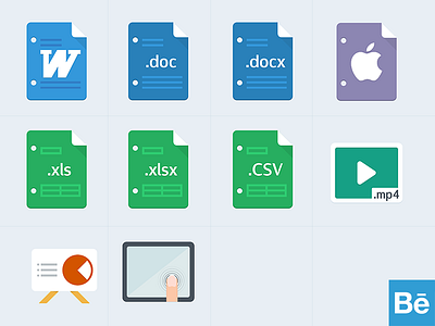 File Types document file types flat icons material set