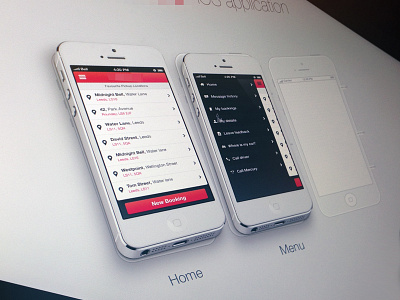 Home + Menu app booking ios iphone list menu mockup