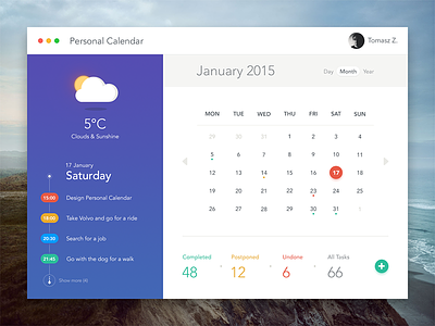Personal Calendar app calendar osx tasks to do ui user interface weather