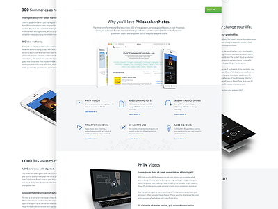 Why you’ll love ​PhilosophersNotes benefits home icons mockups web