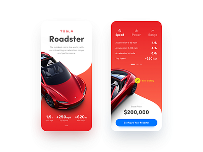 Tesla Roadster – Experimental Project cars gradients iphone x mobile mockups responsive web design roadster rwd shadows tesla web