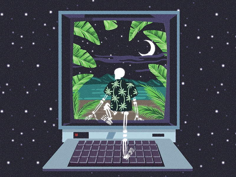 skeleton computer computer illustration leaves skeleton stars