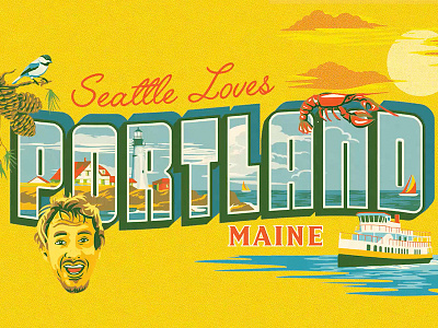 Seattle Loves Portland boat lobster portland postcard seattle soccer sounders