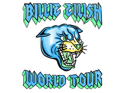 Billie Eilish World Tour shirt graphic air brush apparel billie eilish concert merch fashion graffiti hip hop music merch panther rap shirt spray paint streetwear