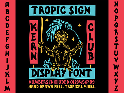 tropic sign font club font hand lettering kern lettering letters monkey palm samborghini sign tropical typography