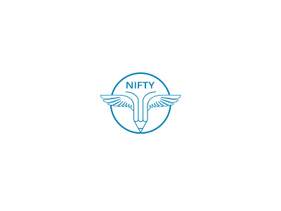 Nifty blue brand branding case circle fly icon illustration kids logo n paper pen pencil school stationery ui university vector wing