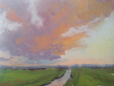 When Dusk Falls art canvas clouds cloudscape landscape oil painting sunset