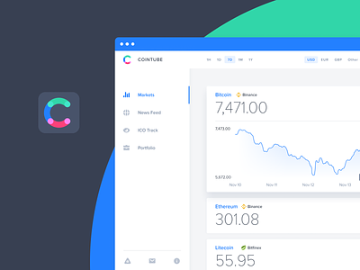 Cointube — a cryptocurrency tracking app chrome extension cryptocurrency cryptocurrency app dashboard app fintech web app