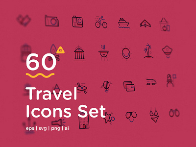 60 Travel Icons Set adventure adventure icons big icons set holiday holiday icons icon set travel travel icon set travel icons trip trip icons