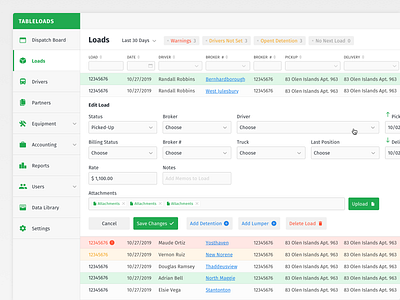 Logistics Management System Interface admin panel crm logistics table view ui design ux design