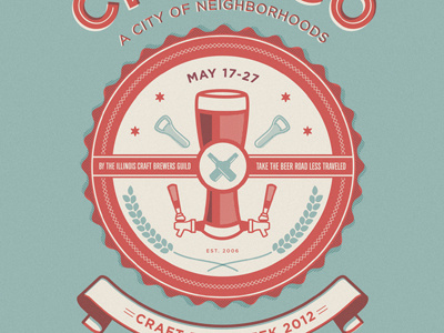 Chicago's craft beer week poster beer chicago emblem icon logo