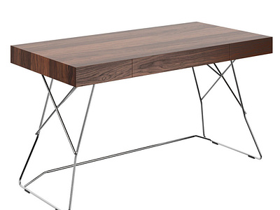 Decorative Wood Desk Free 3D Model