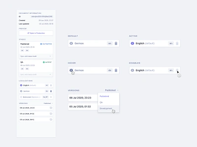 Document Sidebar app cms components design system headless cms info inter interactions localization sidebar states versions widgets