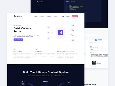 GraphCMS for Engineering Teams cms developer experience engineering illustrations inter landing page persona page ui