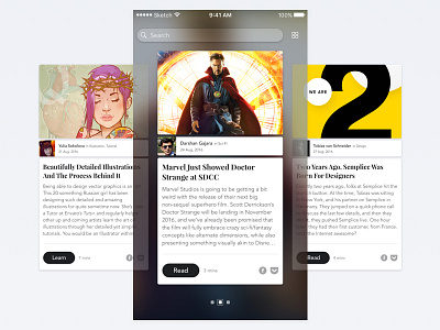 News Reader iOS App – Showcase cards freebie ios news onboarding reader showcase ui ux