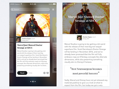 News Reader iOS App – Blog app blog dr strange freebie ios marvel news reader ui