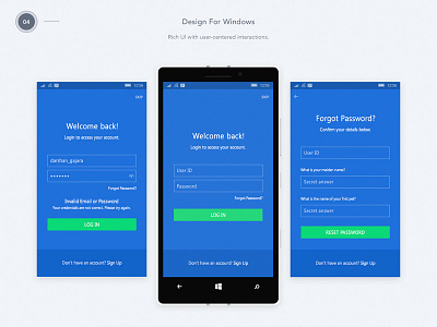 YuPay – Design For Windows app design fintech login signup ui uwp ux windows 10 windows app