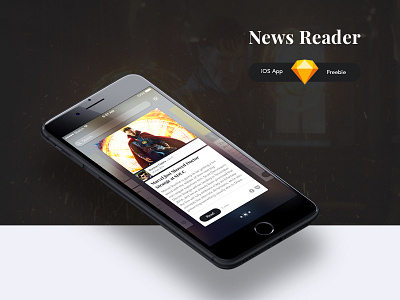 News Reader – iOS App FREEBIE app article blog cards freebie interaction ios news rss ui ui kit ux