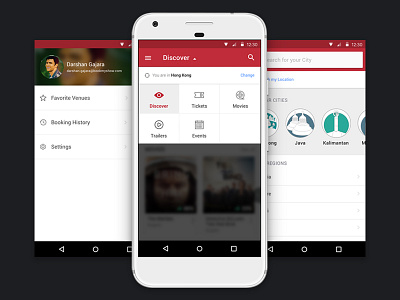 BookMyShow App (Indonesia) – Navigation android app design bookmyshow indonesia ios material design movie tickets navigation profile ui ux