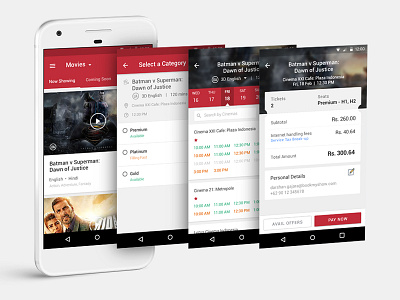 BookMyShow App (Indonesia) – Movie Booking android app design booking bookmyshow entertainment film indonesia ios material design movie tickets ui ux