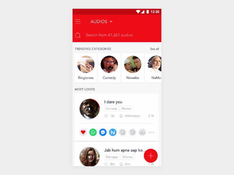 Samosa – Menu Interaction android audios gifs material menu samosa social